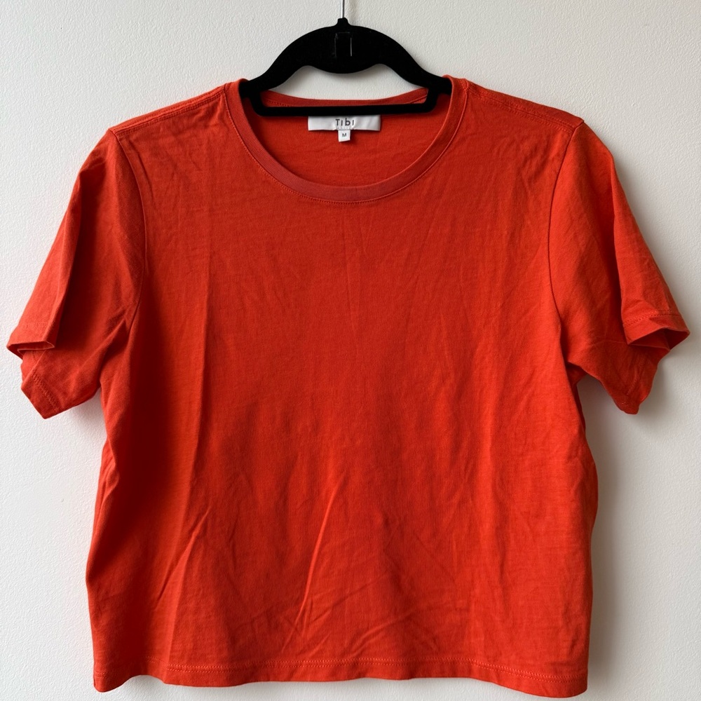 Tibi Cropped Baby T-Shirt, Size M